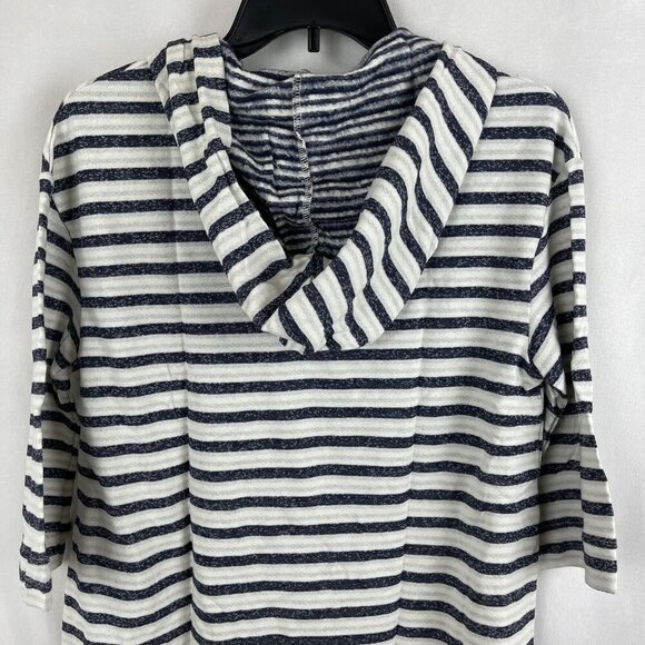 LA made Women 3/4 Sleeve Striped Pullover Sweatshirt Hooded Size M - Picture 6 of 6